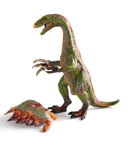 istock nothronychus with a stegosaurus body nearby on dark background 1021580736