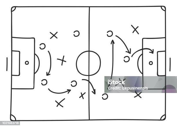 Ilustración de Tácticas De Fútbol Sketch Icono y más Vectores Libres de Derechos de Fútbol - Fútbol, Estrategia, Pelota de fútbol