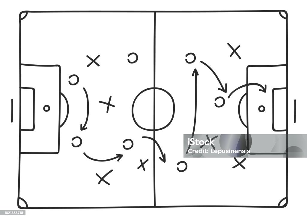 Futbol taktikleri simgesi kroki - Royalty-free Futbol Vector Art
