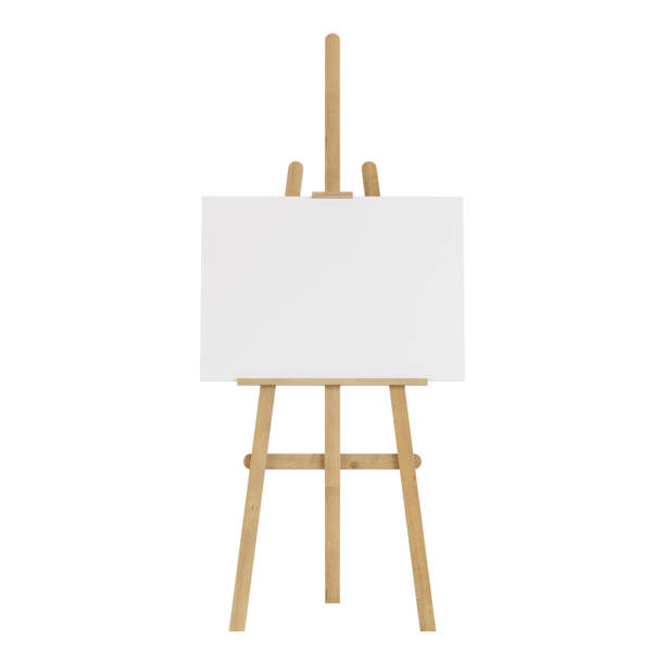 istock Wooden easel with an empty mockup. Isolated on white background. 3D rendering. 1021586224