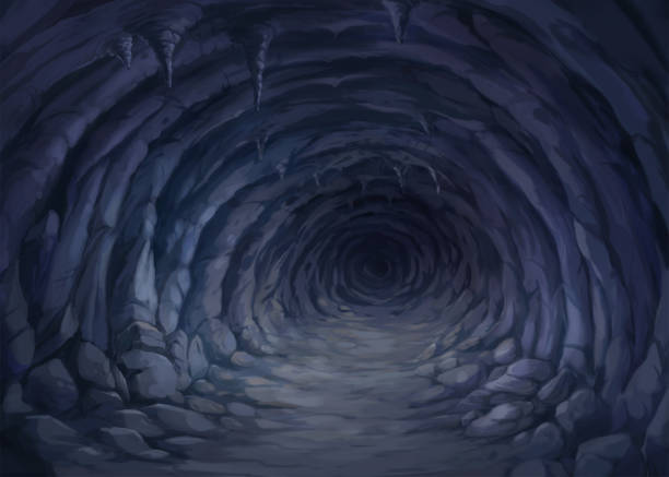 Paintings inside the cave. illustration inside of the cave has a dark atmosphere. cave stock illustrations