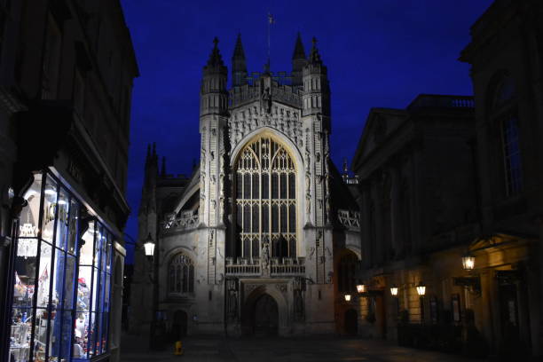 The Bath Abbey at night This was taken on a late week night in Bath bath abbey stock pictures, royalty-free photos & images