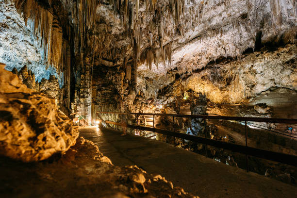 cuevas de nerja - caves of nerja in spain. famous landmark. - nerja imagens e fotografias de stock