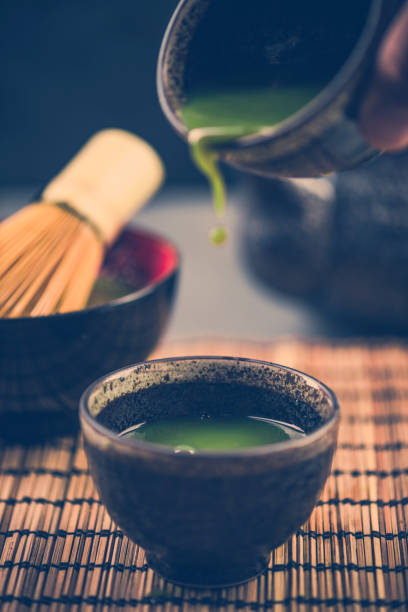 istock Pouring green tea, drinking tea ceremony 1021590152