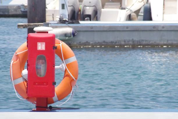 istock Lifebuoy in position ready to be deployed if needed. 1021596360