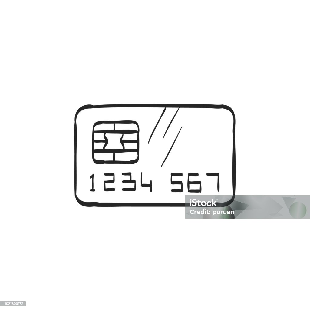 Sketch icon - Credit card Credit card icon in doodle sketch lines. Money buying shopping sale Credit Card stock vector