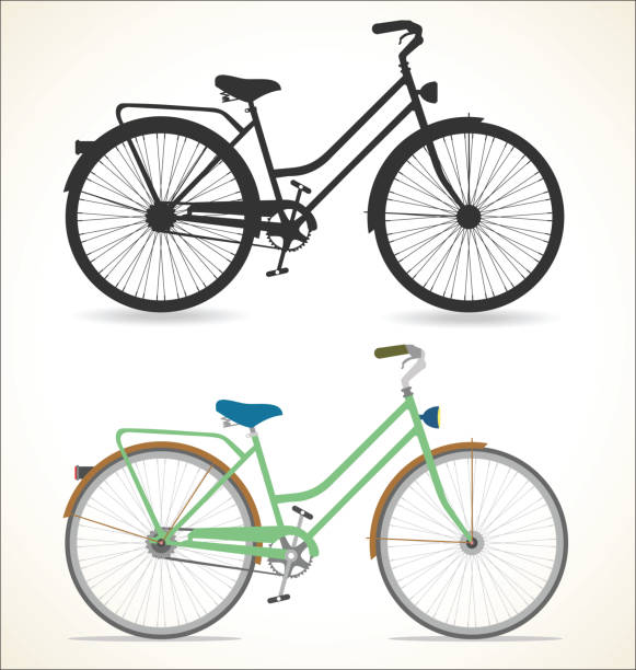 ilustraciones, imágenes clip art, dibujos animados e iconos de stock de retro vintage bicicleta aislado sobre fondo blanco - riding old old fashioned motion