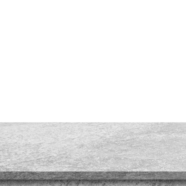 Empty stone table top on isolated white, Template mock up for display of product.