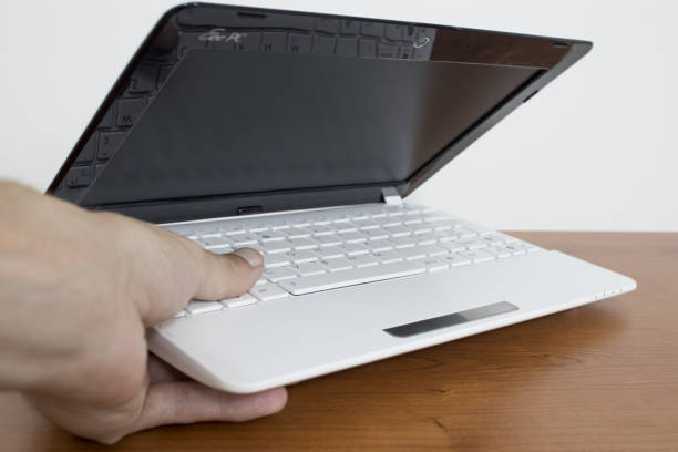 istock White laptop on a decorated wood table composition 1021608374