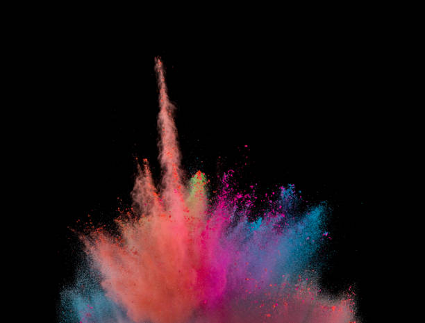 istock Explosion of coloured powder isolated on black background. 1021608526
