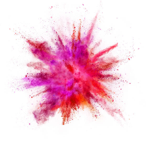 istock Explosion of coloured powder isolated on white background. 1021608620