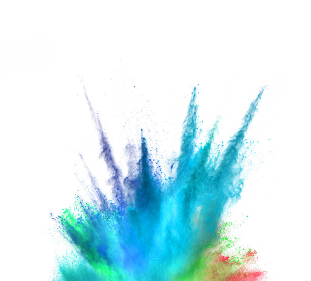 istock Explosion of coloured powder isolated on white background. 1021608626