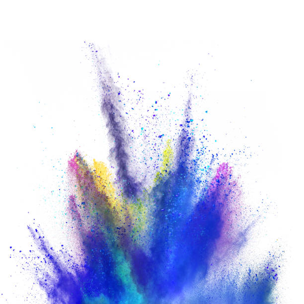 istock Explosion of coloured powder isolated on white background. 1021608634
