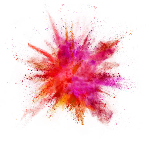 istock Explosion of coloured powder isolated on white background. 1021608642