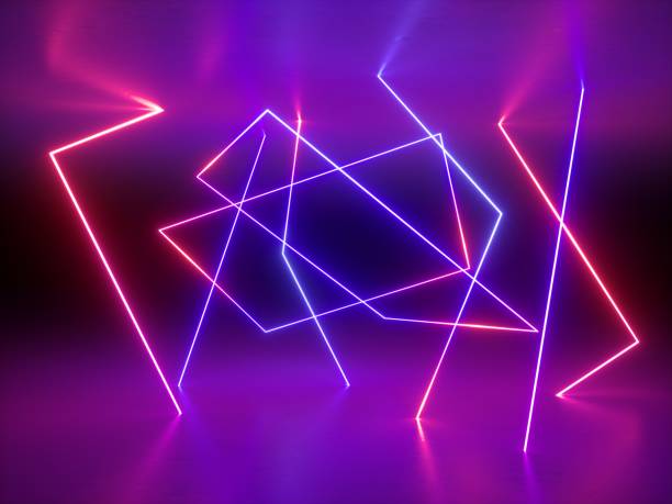 istock 3d render, abstract fluorescent background, chaotic glowing lines, ultraviolet spectrum, neon lights, laser show, night club, optical illusion, virtual reality 1021626170