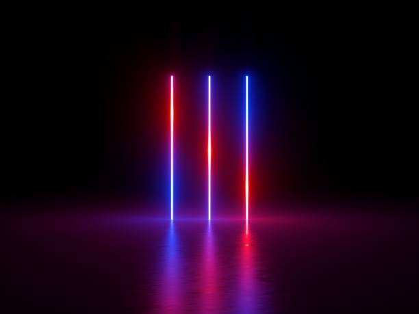 istock 3d render, ultraviolet spectrum, red blue neon lights, vertical glowing lines, laser show, night club, equalizer, abstract fluorescent background, optical illusion, virtual reality 1021626176