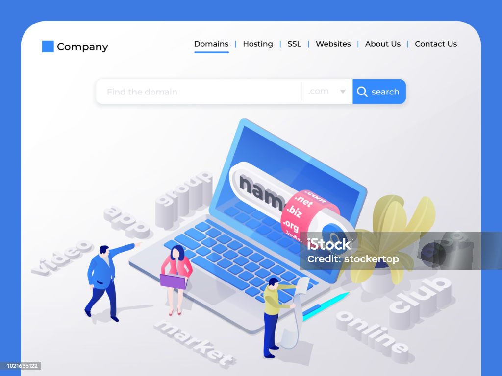 Find And Buy A Domain Name Page Design Templates For Hosting Company  Digital Marketing Business Planning Stock Illustration - Download Image Now  - iStock