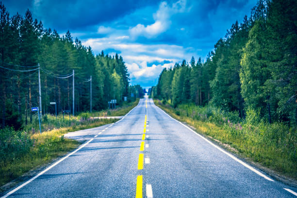 istock Summer road view from Sotkamo, Finland. 1021644228