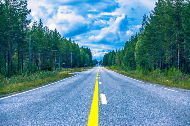 istock Summer road view from Sotkamo, Finland. 1021644358