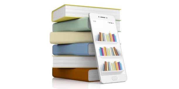 istock Books stack and a smartphone on white background. 3d illustration 1021644766