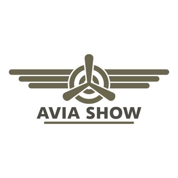 avia zeigen symbol logo, flachen stil - small airplane air vehicle propeller stock-grafiken, -clipart, -cartoons und -symbole