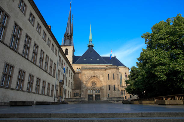 Notre-Dame Cathedral, Luxembourg An afternoon shot of the famous catholic Notre-Dame Cathedral in Luxembourg city. notre dame cathedral of luxembourg stock pictures, royalty-free photos & images