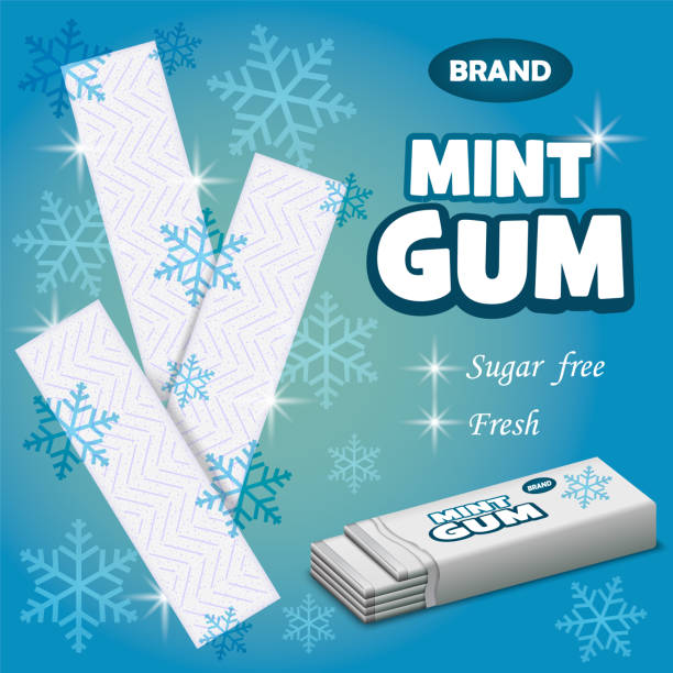 Brand mint gum concept background, realistic style Brand mint gum concept background. Realistic illustration of brand mint gum vector concept background for web design mint chewing gum stock illustrations