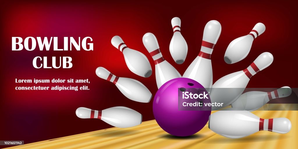 Come to bowling banner, realistic style Come to bowling banner. Realistic illustration of come to bowling vector banner for web Ten Pin Bowling stock vector