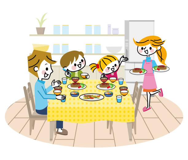 家族が食べること。 - 食卓点のイラスト素材／クリップアート素材／マンガ素材／アイコン素材