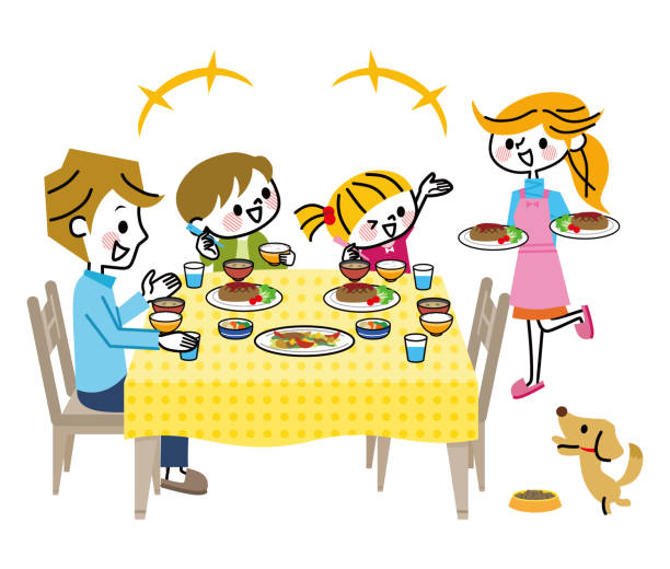 423 Kids At Dinner Table Illustrations & Clip Art - iStock | Family at dinner  table, Family dinner table, Siblings fighting