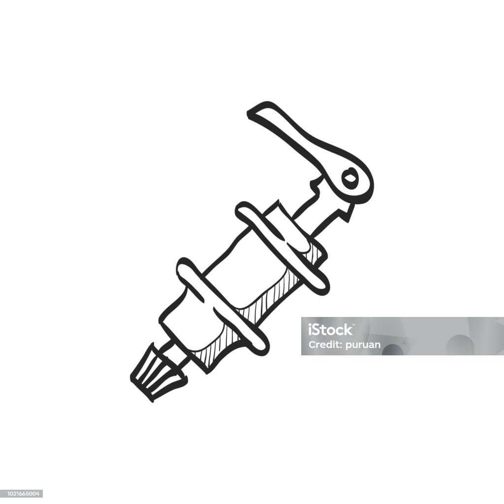 Sketch icon - Bicycle hub Bicycle hub icon in doodle sketch lines. Transportation sport spare parts wheel Bicycle stock vector