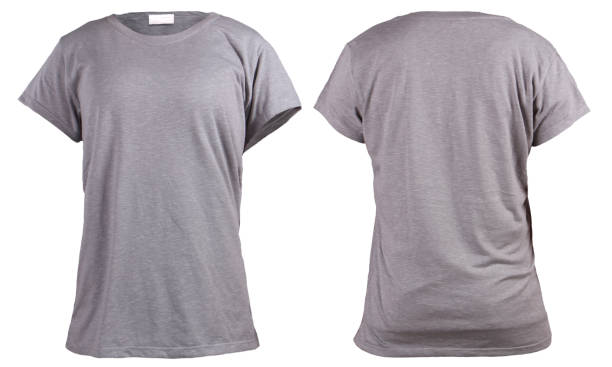 istock Women's blank grey t-shirt, front and back design template 1021665826
