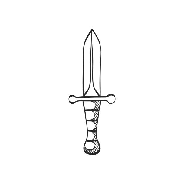 skizzensymbol - messer - weapon dagger hunting hunter stock-grafiken, -clipart, -cartoons und -symbole