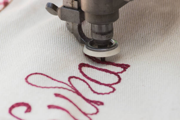 istock Close up picture workspace of embroidery machine 1021678538