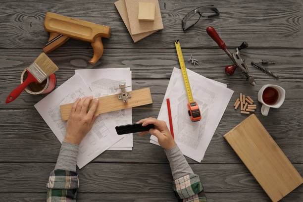 istock Top View Of A Carpenter Taking A Picture 1021689036