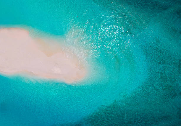 istock White sand bank and turquoise ocean from above 1021693814