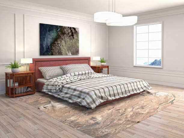 istock Bedroom interior. 3d illustration 1021693860