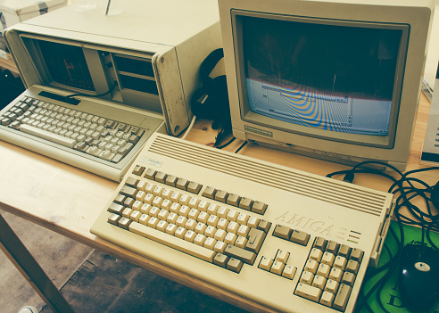 Moscow, Russia, 11 August 2018: vintage Commodore Amiga 1200 PC computer