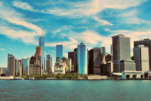istock A view of New York from the sea using a filter 1021694830