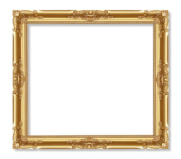 istock The antique gold frame on the white background 1021702680