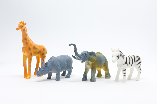 animal african model isolated on white background, animal toys plastic