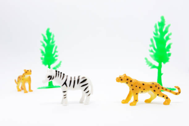 istock Leopard and Zebra  model isolated on white background, animal toys plastic 1021703684