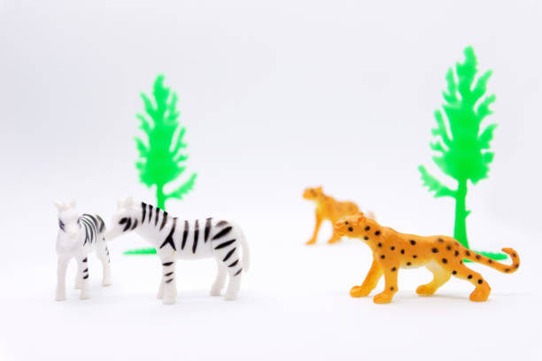 istock Leopard and Zebra  model isolated on white background, animal toys plastic 1021703688