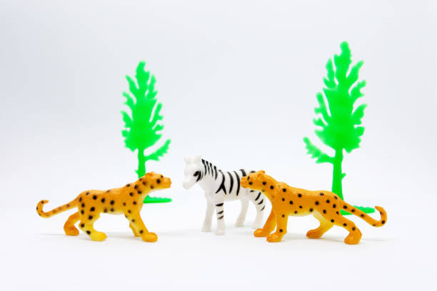 istock Leopard and Zebra  model isolated on white background, animal toys plastic 1021703698
