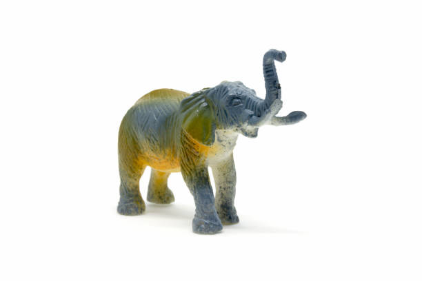 istock Elephant model isolated on white background, animal toys plastic 1021703750