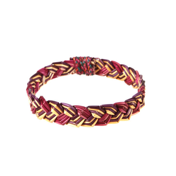 istock wristband made from woven straw on a white background. 1021706644