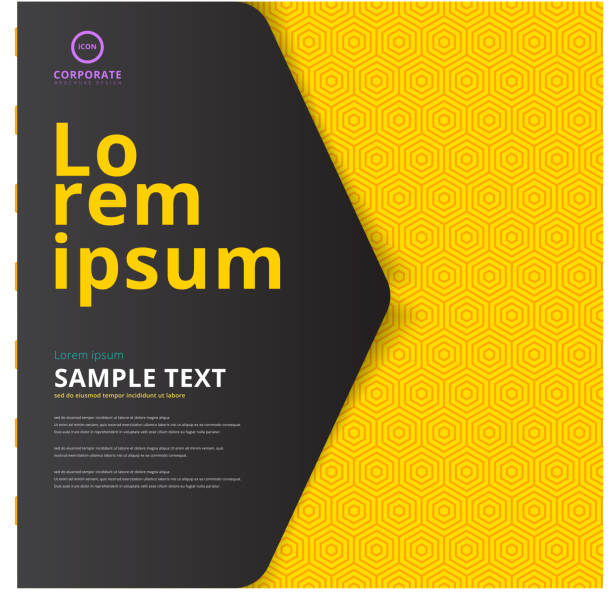 Template layout cover design on yellow hexagon pattern background. Template layout cover design presentation, brochure, poster, banner, leaflet, annual report on yellow hexagon pattern background. Vector illustration label drawings stock illustrations