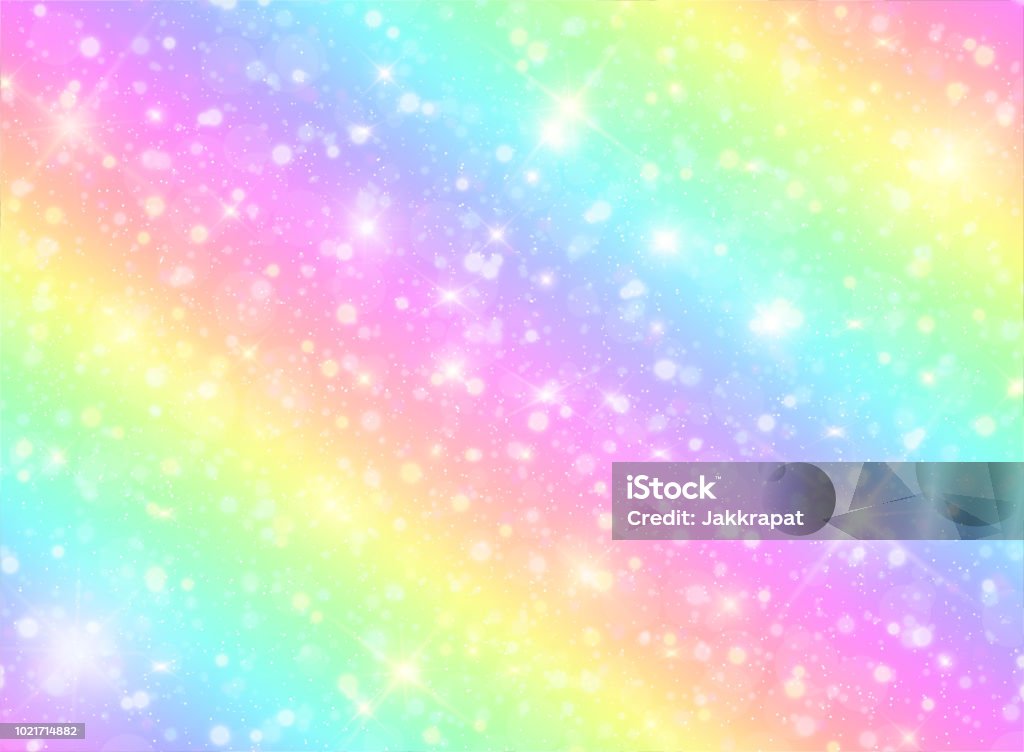 Vector Illustration Of Galaxy Fantasy Background And Pastel Colorthe Unicorn  In Pastel Sky With Rainbow Pastel Clouds And Sky With Bokeh Cute Bright  Candy Background Stock Illustration - Download Image Now - iStock