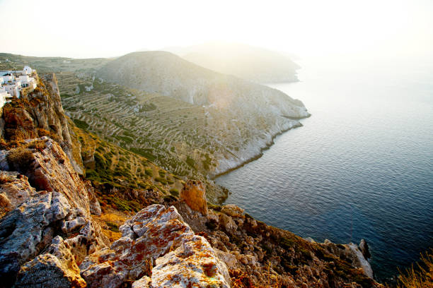 Sunset on Folegarndros Island in Greece.