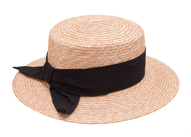 istock Female straw hat on white background 1021725482